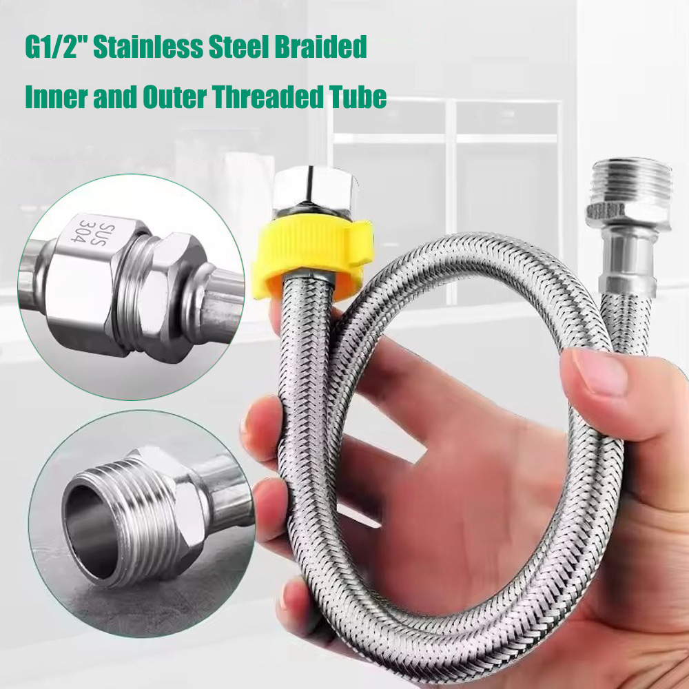 Flexible Hose Braided - 1pc 20/40/60/80/100/150/200CM G1/2 Internal and External