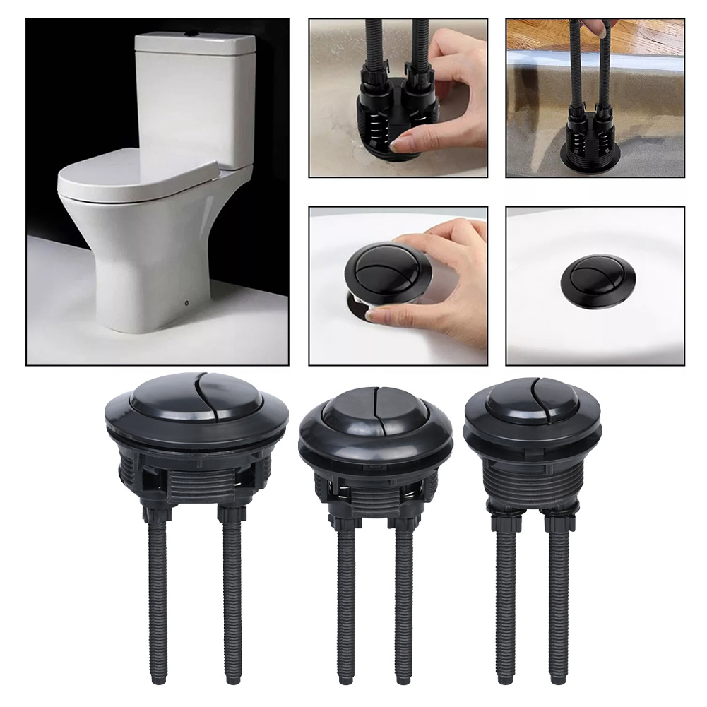 Toilet Fill Valve - Black Toilet Flush Button 38mm Dual