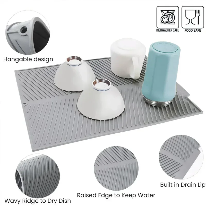 Silicone Dish Draining Mat, Po - Silicone Tap Washer review and price