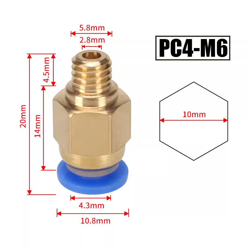 10Pcs/Lot PC4-M6 PC4-01 Quick  - Ptfe Tape Thread review and price